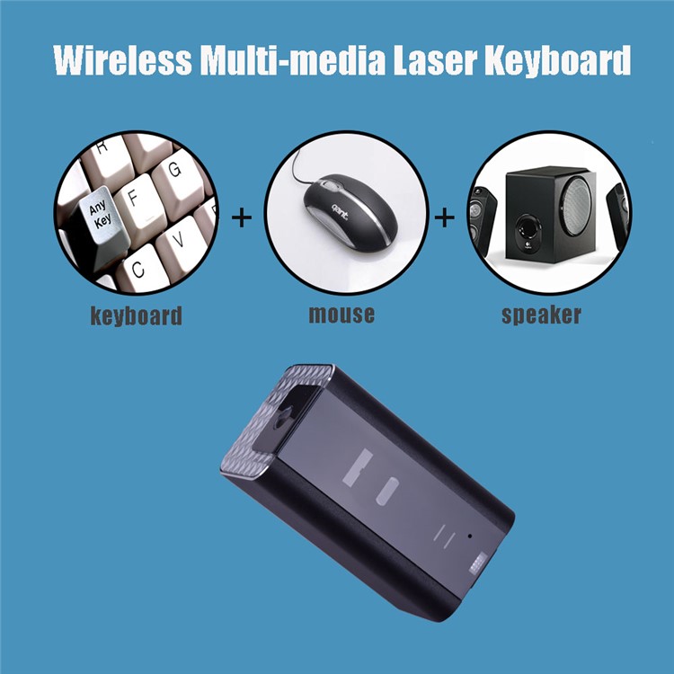Wireless Laser Projection Bluetooth Virtual Keyboard + Mouse + Speaker 3 in 1 Design for iPhone Samsung - Black-9