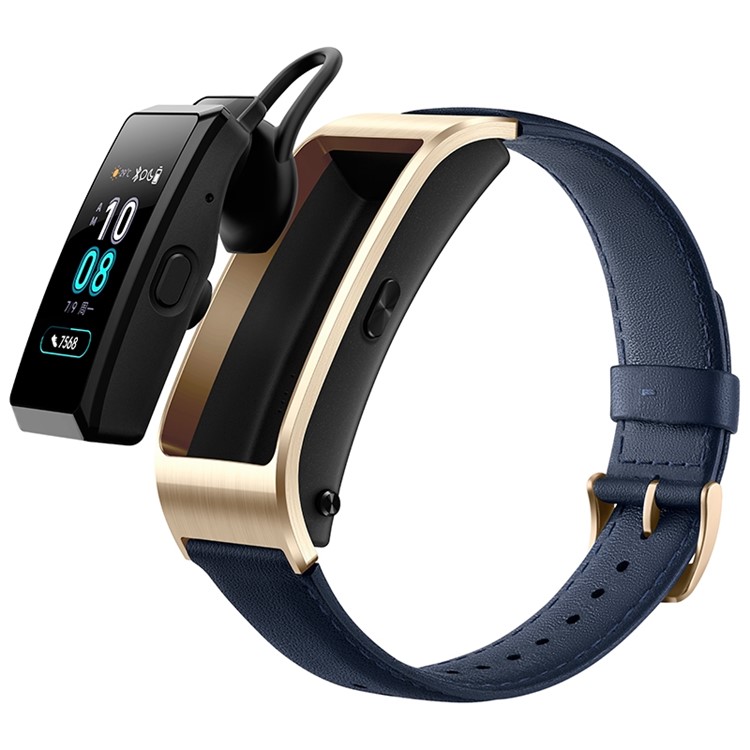 HUAWEI JNS-B19 Talkband B5 Smart Wristband with Bluetooth Earphone Smart Fitness Tracker - Blue / Leather Strap-1