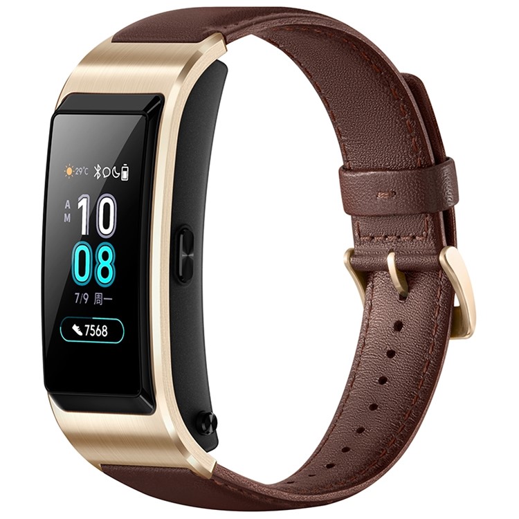 HUAWEI JNS-B19 Talkband B5 Fitness Tracker Bluetooth Headphone 2 in 1 Smart Bracelet - Brown / Leather Strap-2