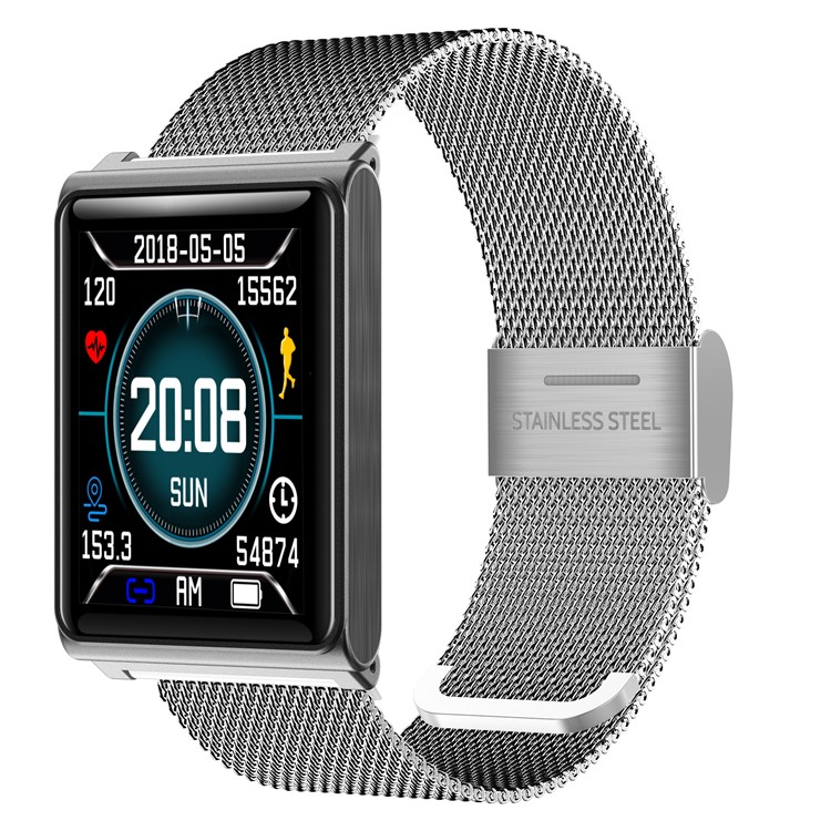 MISSYOU N98 Smart Bracelet Bluetooth Wristband Heart Rate Monitor Compatible with iOS & Android - Silver-1