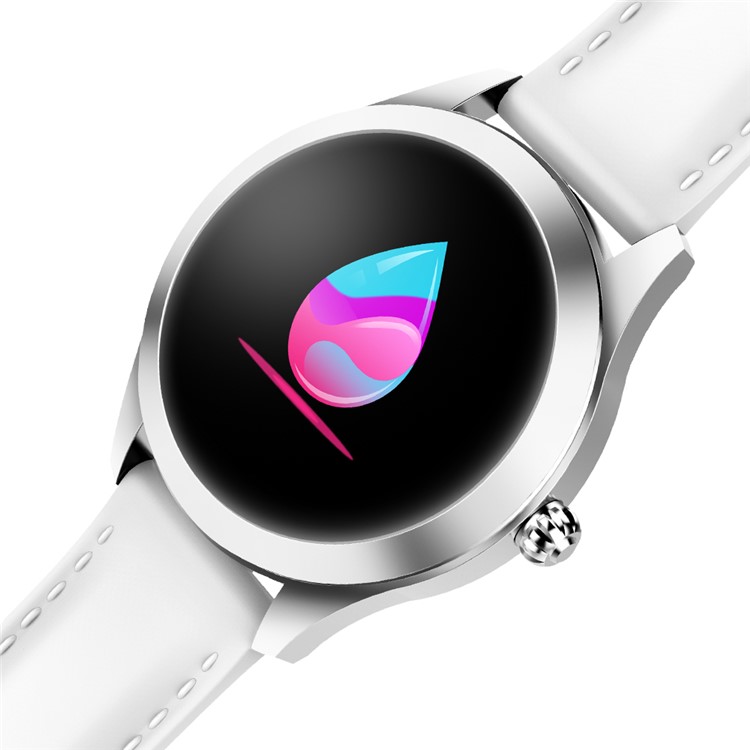 KW10 Bluetooth Frauen Smart Watch IP68 Wasserdichte Unterstützung Herzfrequenz / Schlaf-Monitor Mit Lederband - Weiß-7