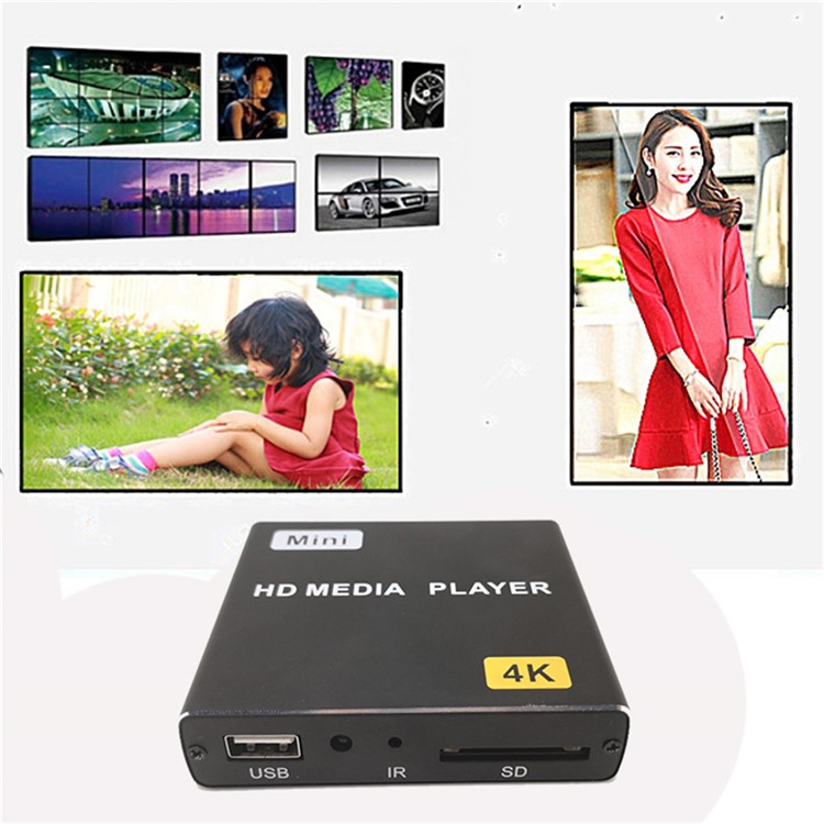 JEDX X1 4K Full HD 1080P Mini Media Player with HDMI+AV+USB+SE Auto Play - US Plug-2