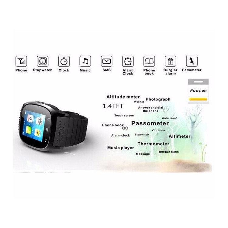 M26 1.4-inch Bluetooth Smart Watch Support Remote Shutter Pedometer Barometer for iOS & Android - Black-4