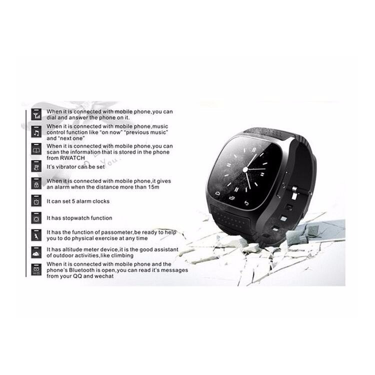 M26 1.4-inch Bluetooth Smart Watch Support Remote Shutter Pedometer Barometer for iOS & Android - Black-5