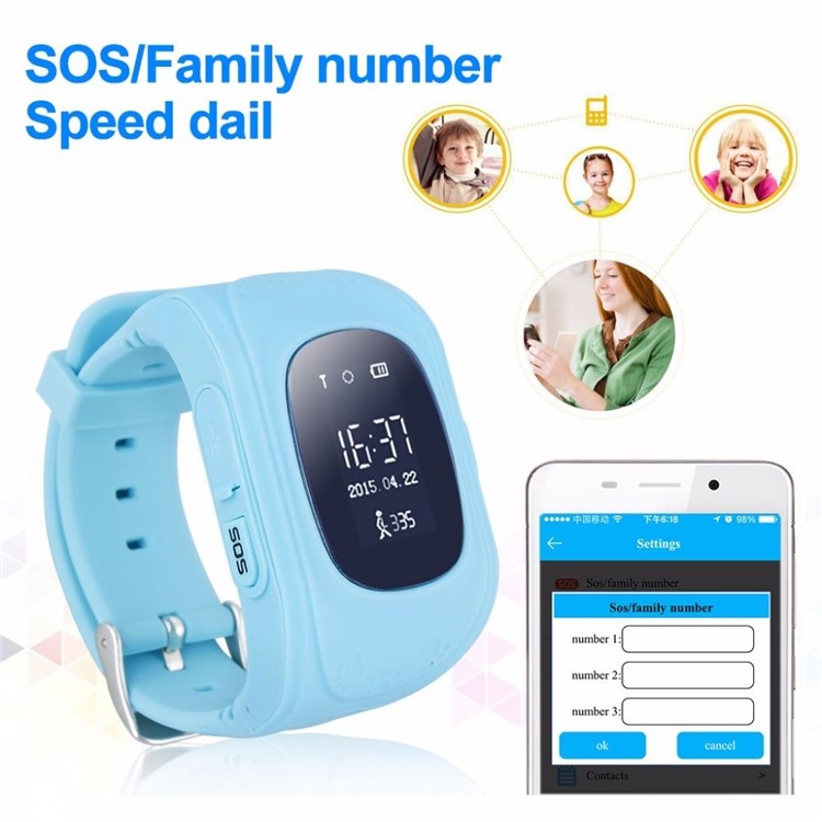 Q50 Children Smart Watch with Safety Monitoring GPS Tracker SOS Support SIM for IOS Android - Baby Blue-6