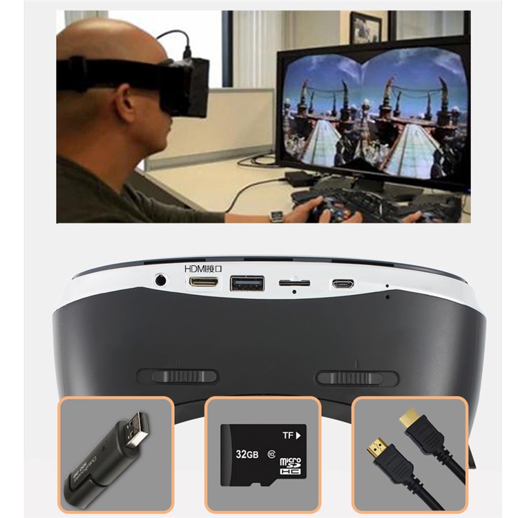 MOTION V3 All-in-one 3D VR Glasses 5.5-inch IPS HD Screen Headset with Bluetooth Gamepad - Black / US Plug-9