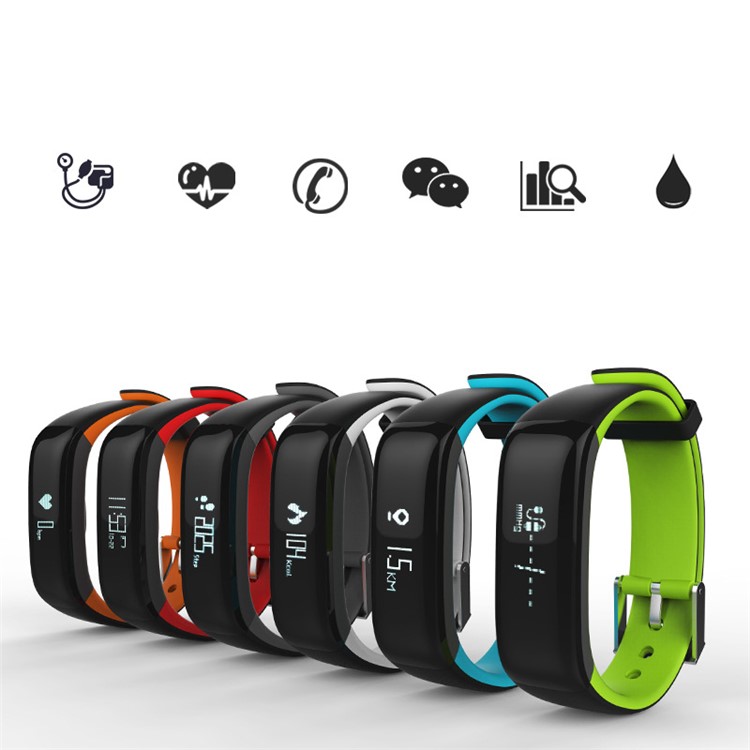 P1 Blood Pressure Heart Rate Monitor Smart Sports Bracelet IP67 Waterproof (CE/RoHS) - Black-3