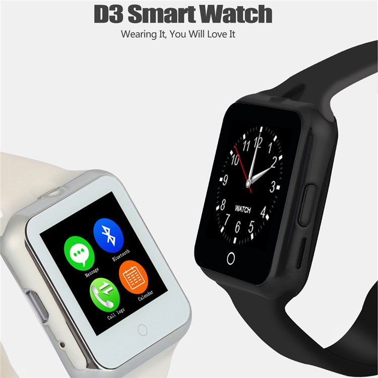 D3 Bluetooth Wrist Smart Watch Phone with Camera Heart Rate Monitor Support SIM Card for Android -Black-2