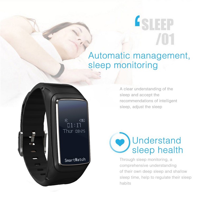 B2 Smart Sports Bracelet Bluetooth Headset 0.66-Inch Touch Screen for IOS Android - Black-7