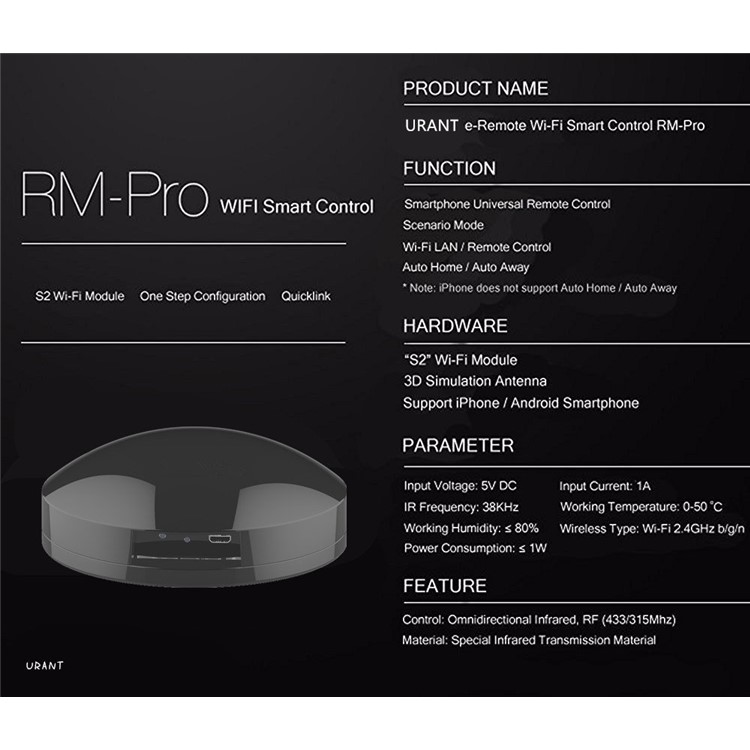 RM-Pro Smart Home Automation Learning Universal WiFi IR RF Remote Control for iOS Android Smartphones - EU Plug-4