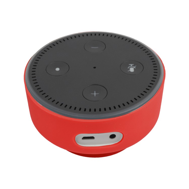 Silicone Protective Case with Desktop Suction Cup for Amazon Echo Dot 2 - Red-2