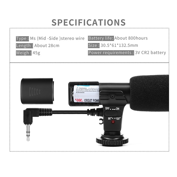 SHOOT Photography Interview Stereo Microphone Voice Recorder for Digital Camera Camcorder-6