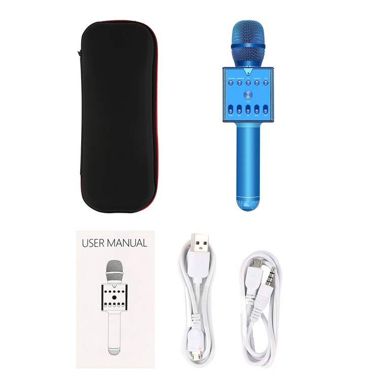 H007 Microfone De Karaokê Sem Fio Bluetooth Com Luz LED Colorida-10