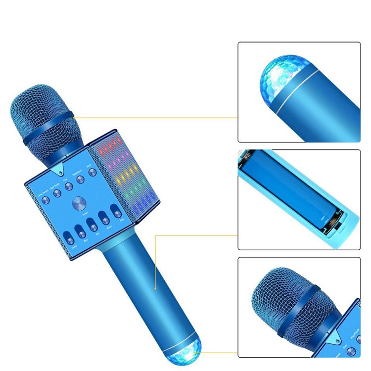 H007 Microfone De Karaokê Sem Fio Bluetooth Com Luz LED Colorida-2