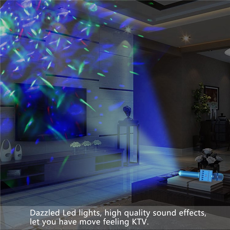 H007 Microfone De Karaokê Sem Fio Bluetooth Com Luz LED Colorida-6