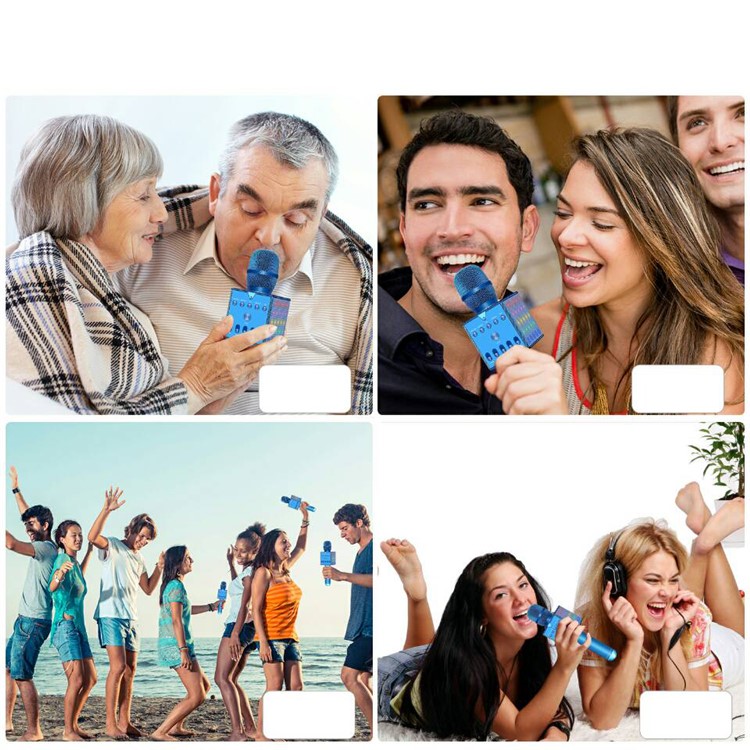 H007 Microfone De Karaokê Sem Fio Bluetooth Com Luz LED Colorida-7