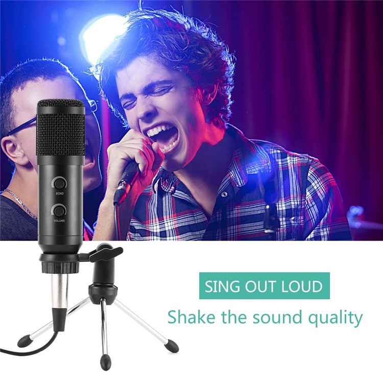 MK-F600TL Studio Professional Condenser Wired Microphone with Tripod - Black-5