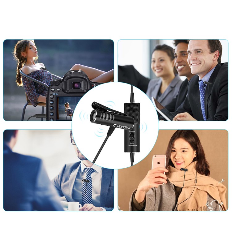 YANMAI R933S Microfone De Lapela Para Câmera Iphone 6m Mic Para Entrevista De Gravação De Áudio - Preto-10