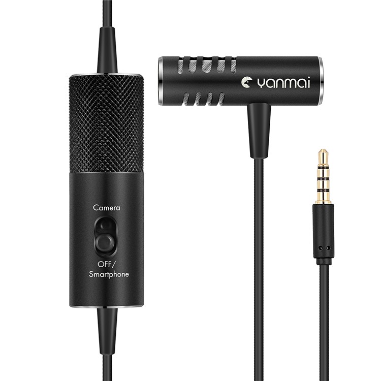 YANMAI R933S Microfone De Lapela Para Câmera Iphone 6m Mic Para Entrevista De Gravação De Áudio - Preto-2