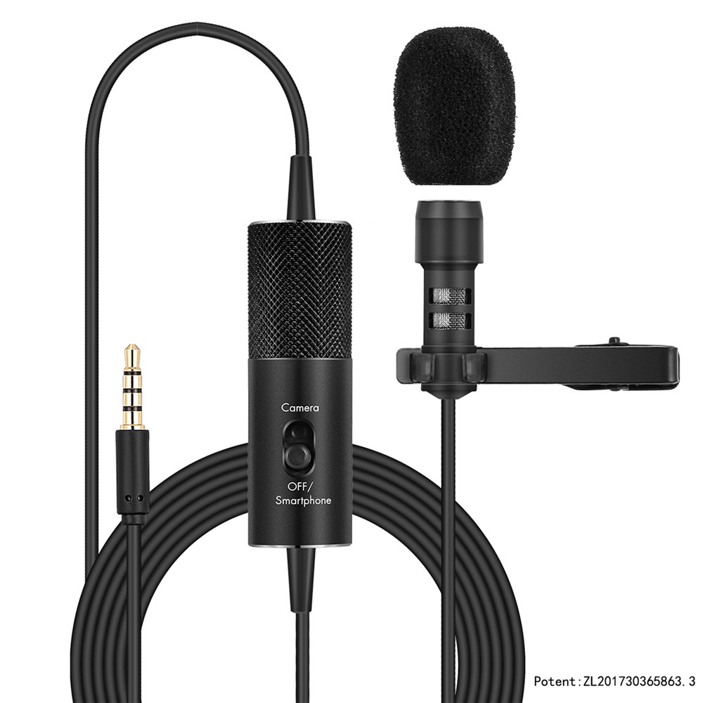 YANMAI R955S Lavalier Condenser Microphone for Camera iPhone Mic for Audio Recording Interview - Black-3