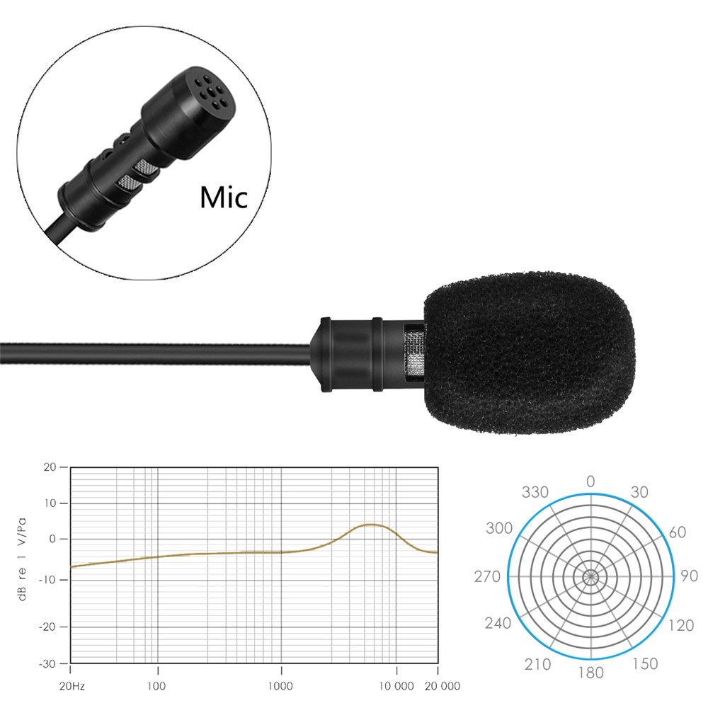 YANMAI R955S Lavalier Condenser Microphone for Camera iPhone Mic for Audio Recording Interview - Black-5