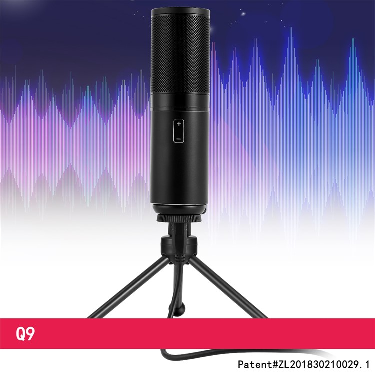 Q9 Desktop USB Condenser Microphone with LED Indicator-5