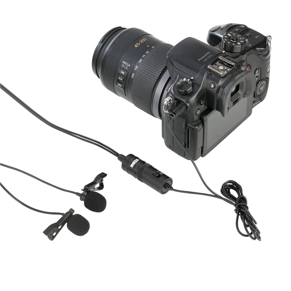 Boya By-m1dm Lavalier Mikrofon 4m Dual Omni-richtender Clip-on Revers Video Mic Für IPhone Canon Nikon DSLR-10