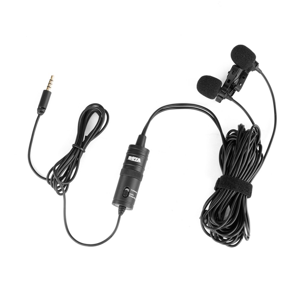 BOYA BY-M1DM Lavalier Microphone 4m Dual Omni-directional Clip-on Lapel Video Mic for iPhone Canon Nikon DSLR