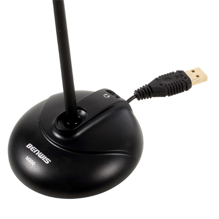 BENWIS M200 USB Powered HD Voice De-nose Rotary Wired Microphone with Desk Stand - Black-2