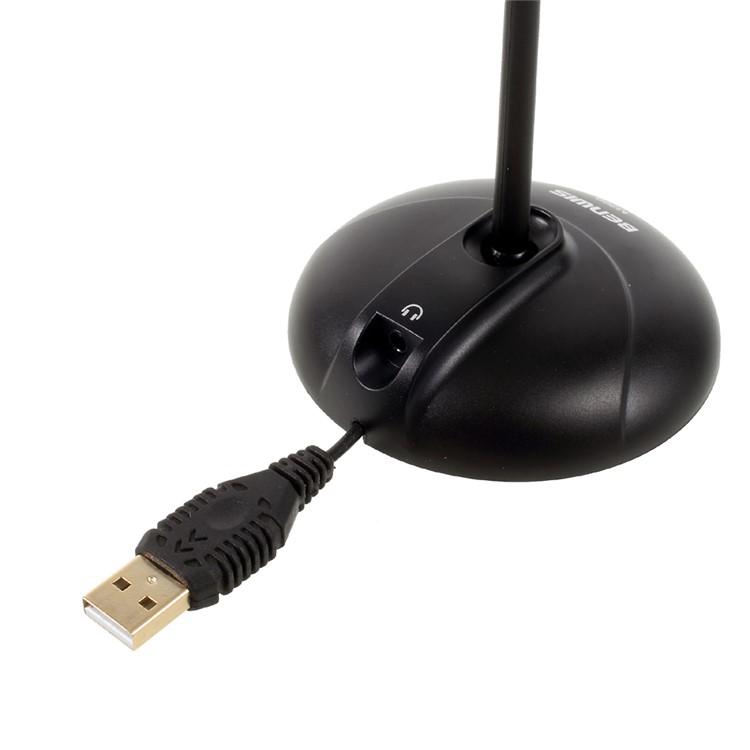 BENWIS M200 USB Powered HD Voice De-nose Rotary Wired Microphone with Desk Stand - Black-5
