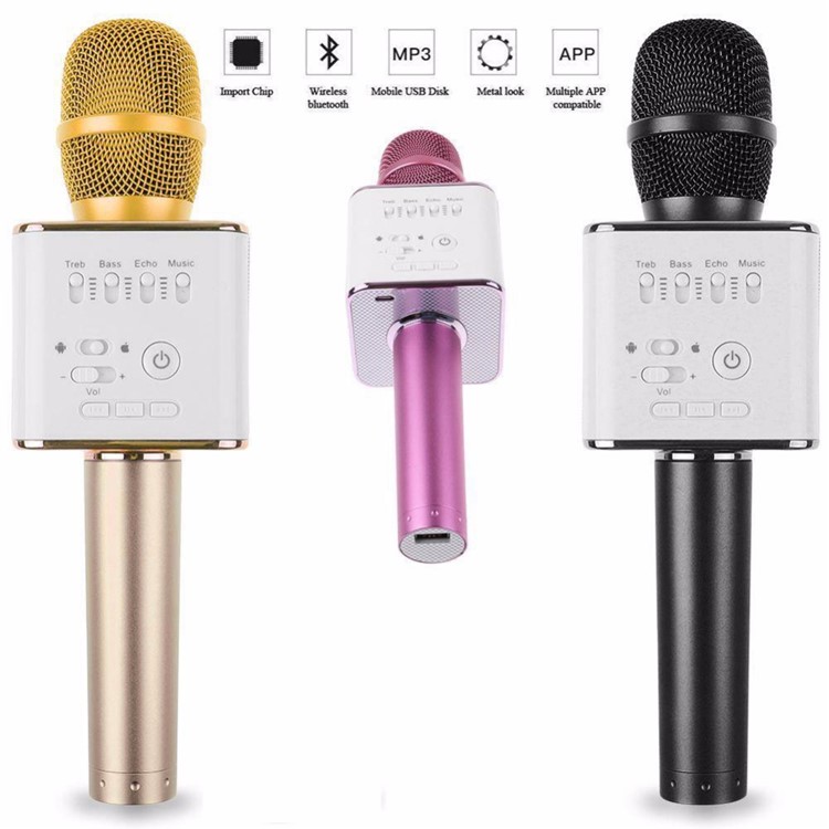 Q9 Portable Wireless Bluetooth Karaoke KTV Microphone Speaker for iPhone Samsung - Gold Color-11