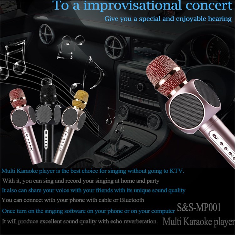 E103 Wireless Microphone Karaoke Player Party Home KTV Singing Record Bluetooth Speaker - Black-2