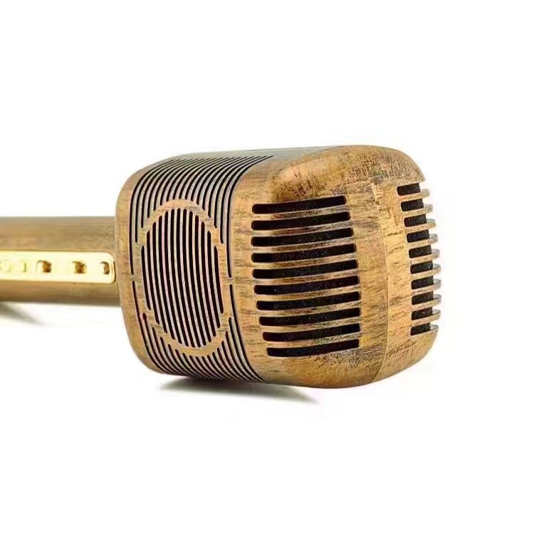 JY-51 Retro Style Magic Karaoke Microphone Player Bluetooth Microphone Speaker Record Music - Gold-10