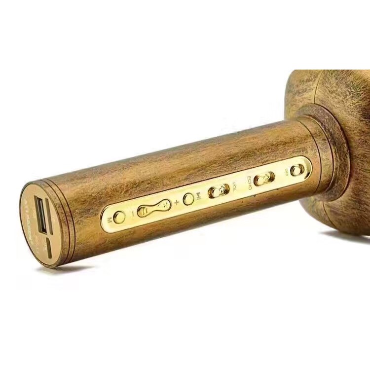 JY-51 Retro Style Magic Karaoke Microphone Player Bluetooth Microphone Speaker Record Music - Gold-4