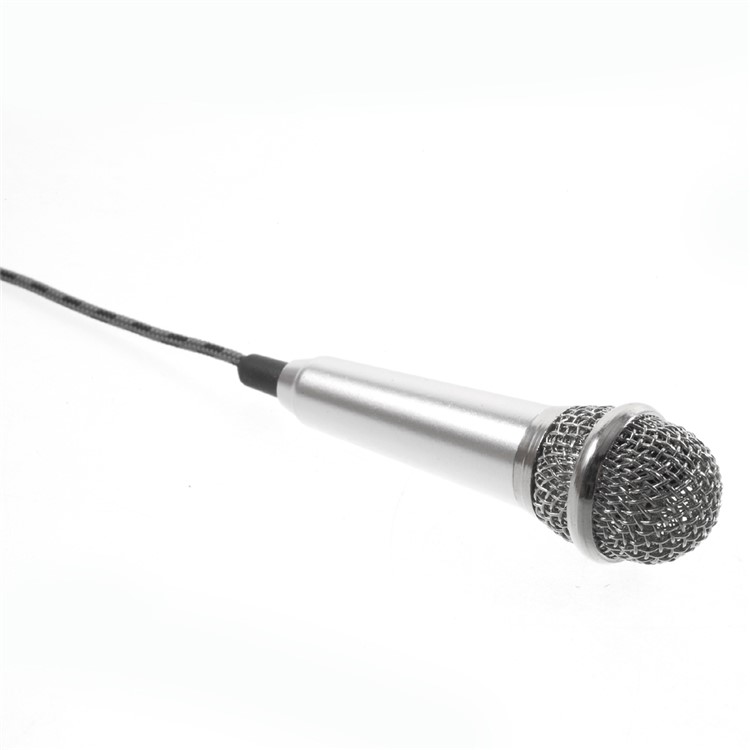 Voice Recording Chatting Mini Microphone Mic with Holder Stand for Mobile Phone Laptop Notebook - Silver-5
