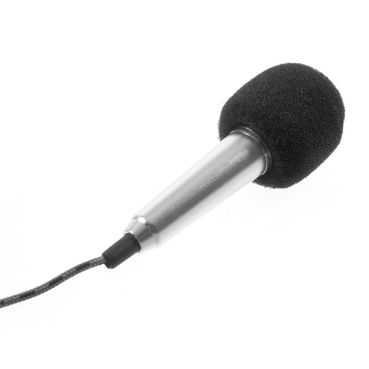 Voice Recording Chatting Mini Microphone Mic with Holder Stand for Mobile Phone Laptop Notebook - Silver-6