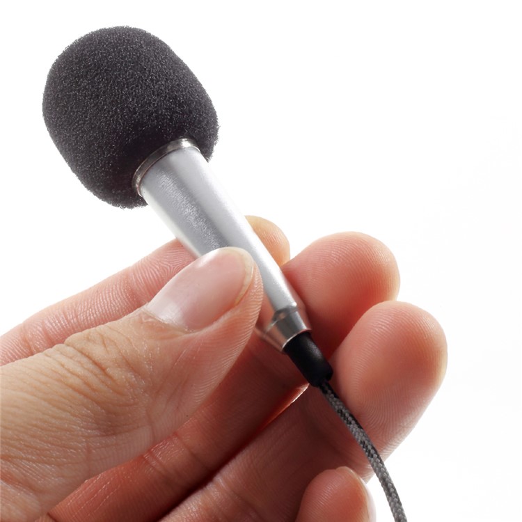 Voice Recording Chatting Mini Microphone Mic with Holder Stand for Mobile Phone Laptop Notebook - Silver-7