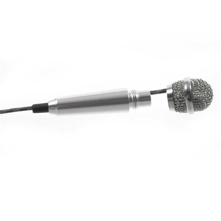 Voice Recording Chatting Mini Microphone Mic with Holder Stand for Mobile Phone Laptop Notebook - Silver-9