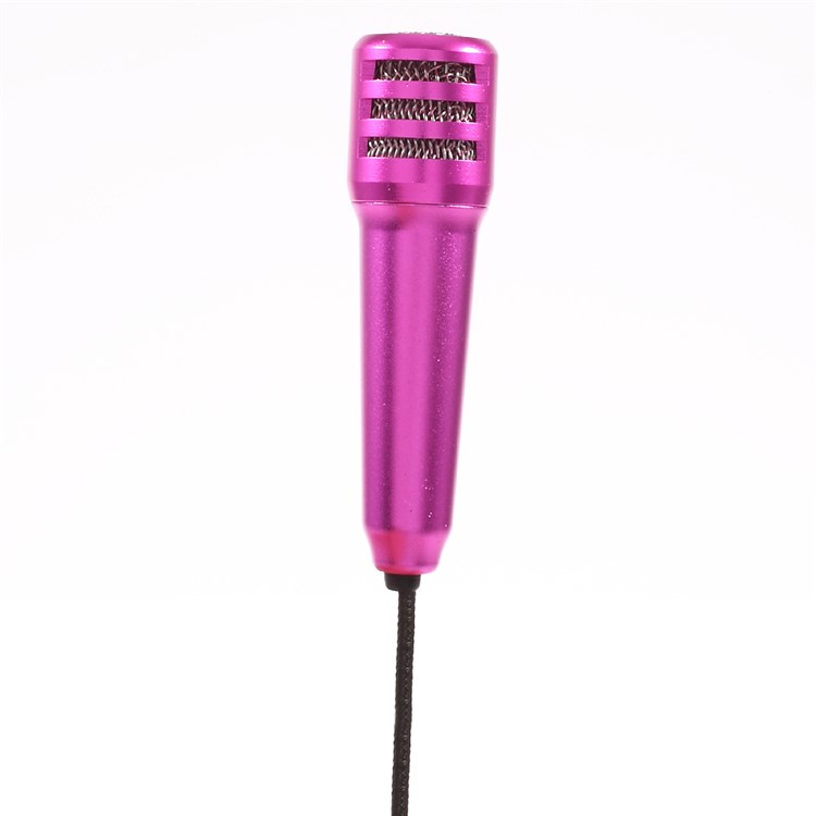 Portable Mini Microphone Mic with Holder Stand for Mobile Phone Laptop Notebook - Rose-2