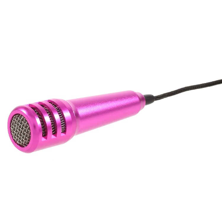 Portable Mini Microphone Mic with Holder Stand for Mobile Phone Laptop Notebook - Rose-3