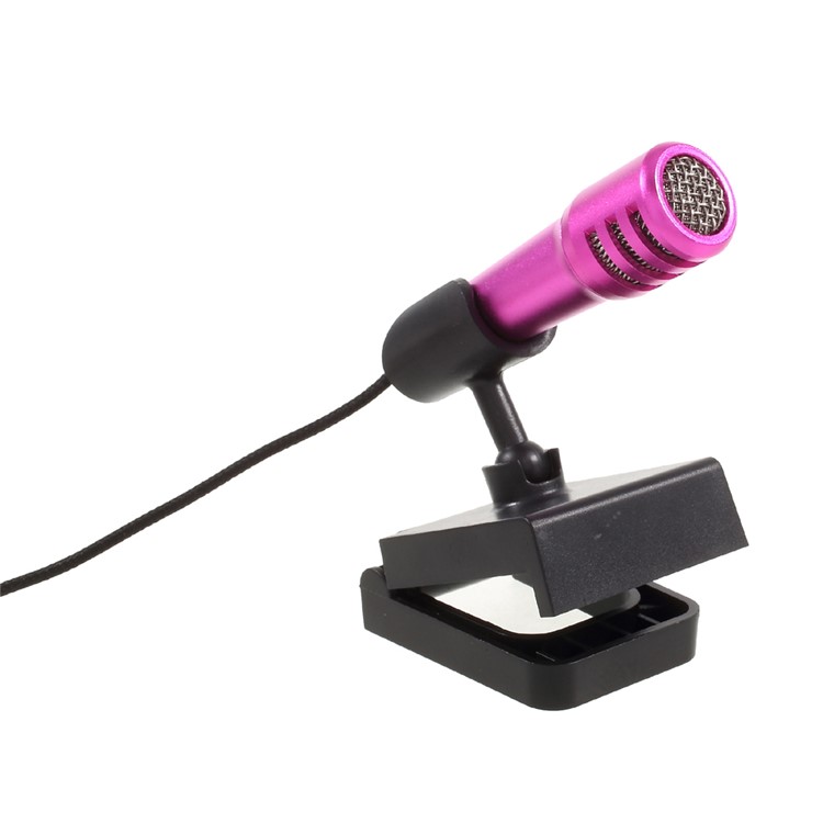Portable Mini Microphone Mic with Holder Stand for Mobile Phone Laptop Notebook - Rose-4