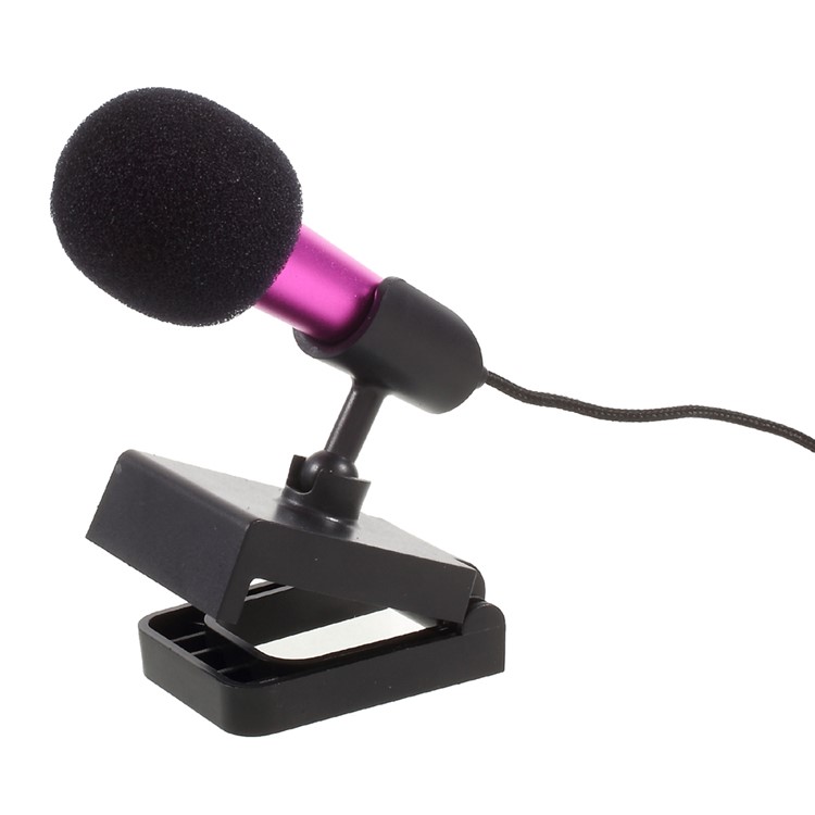 Portable Mini Microphone Mic with Holder Stand for Mobile Phone Laptop Notebook - Rose-6
