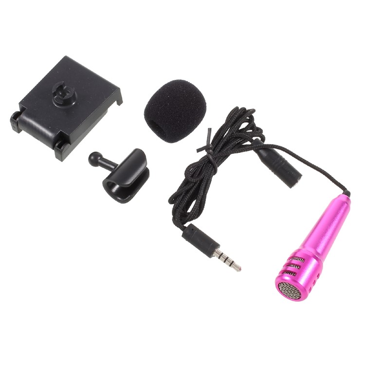 Portable Mini Microphone Mic with Holder Stand for Mobile Phone Laptop Notebook - Rose-7