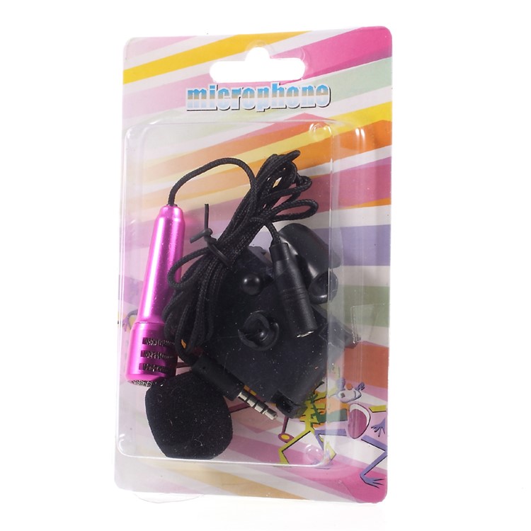Portable Mini Microphone Mic with Holder Stand for Mobile Phone Laptop Notebook - Rose-8