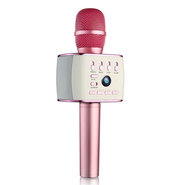 Q900 Mobile Phone Dual Speaker Wireless Bluetooth Karaoke Microphone for KTV Singing Recorder - Purplish Red-1