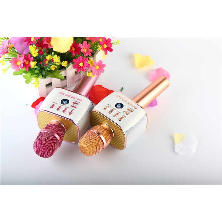Q900 Mobile Phone Dual Speaker Wireless Bluetooth Karaoke Microphone for KTV Singing Recorder - Purplish Red-3