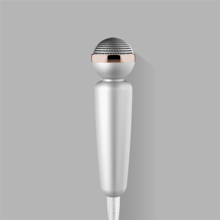 IK 2 in 1 Mini Portable Microphone with 3.5mm Stereo Earphone for Phone Tablet Computer - Silver-1