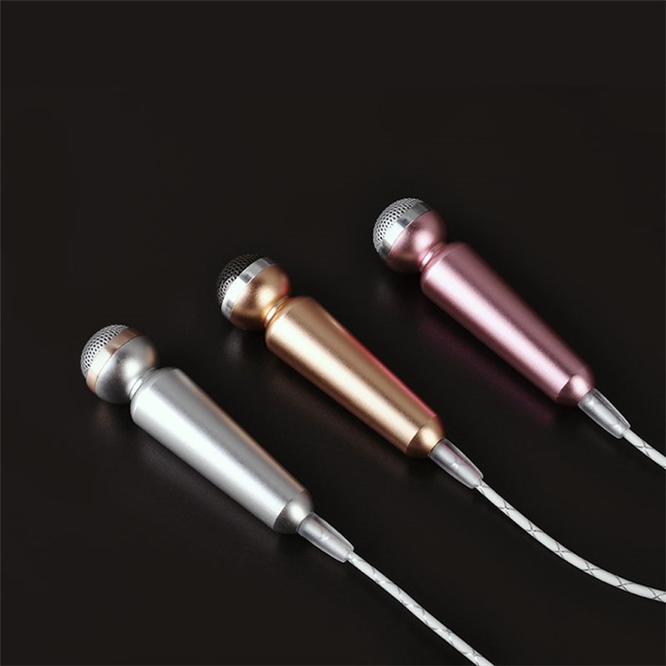 IK 2 in 1 Mini Portable Microphone with 3.5mm Stereo Earphone for Phone Tablet Computer - Silver-3