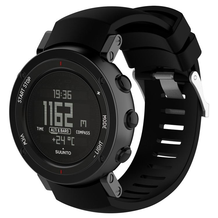 Soft Silicone Watch Strap with Installation Tools for Suunto Core Alu Black - Black-3