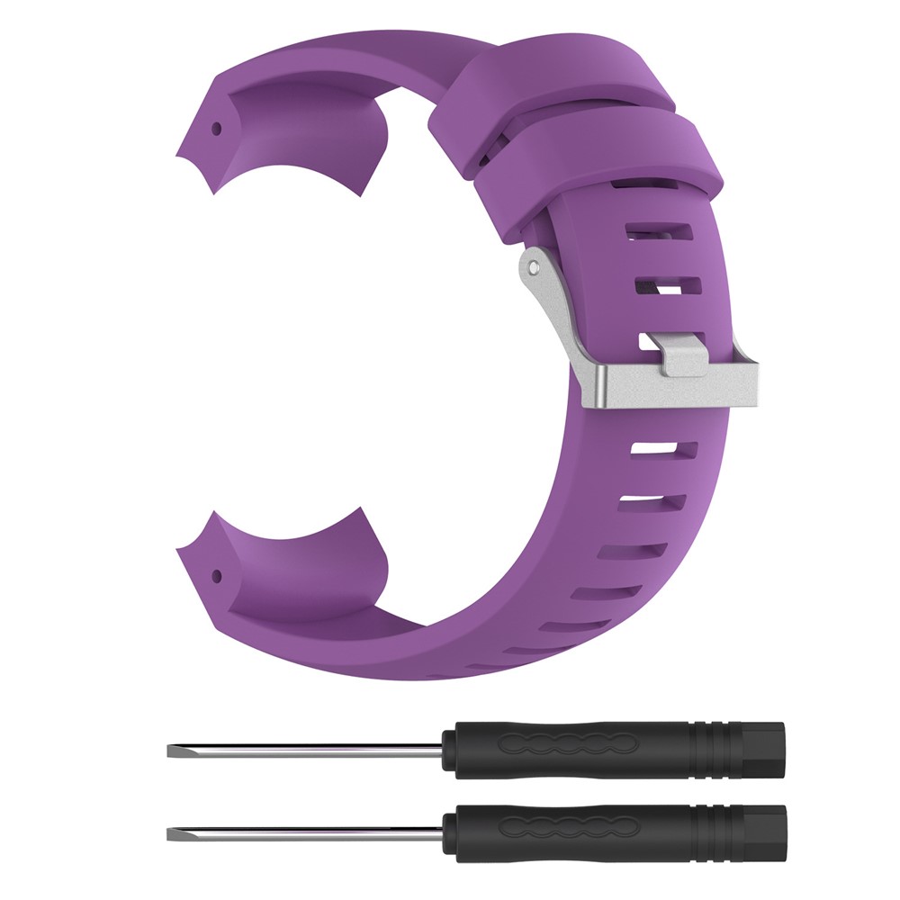 Classic Buckle Silicone Watch Strap with Installation Tools for Suunto Core Alu Black - Purple-1